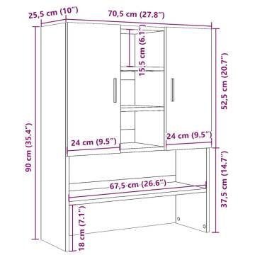 Washing Machine Cabinet Old Wood - 70.5x25.5x90 cm