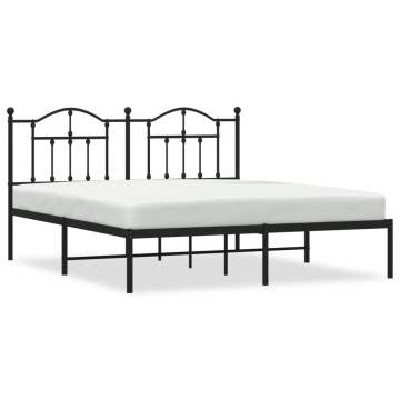 Robust Black Metal Bed Frame with Headboard - 183x213 cm