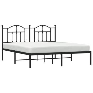 Robust Black Metal Bed Frame with Headboard - 183x213 cm