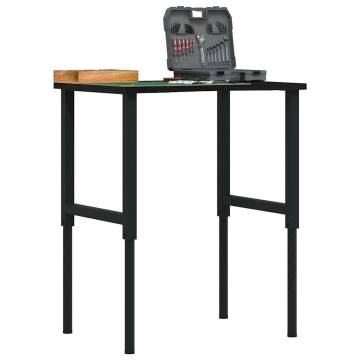 Workbench Dark Brown 80x60 cm - Solid Wood Oak | Hipo Market