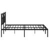 Robust Black Metal Bed Frame with Headboard - 183x213 cm