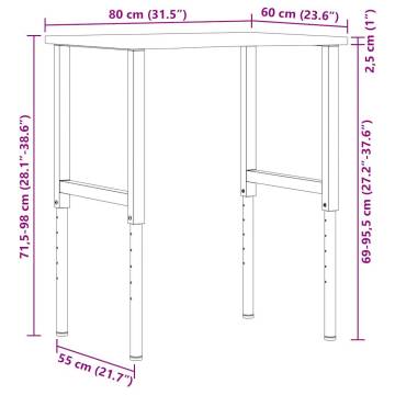 Workbench Dark Brown 80x60 cm - Solid Wood Oak | Hipo Market