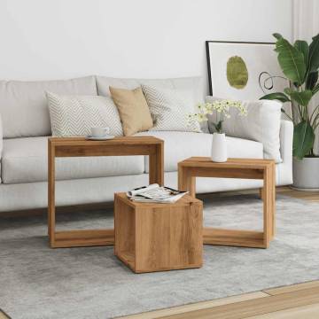 Nesting Tables Set - 3 pcs Artisan Oak Engineered Wood | Hipo Market