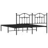 Robust Black Metal Bed Frame with Headboard - 183x213 cm