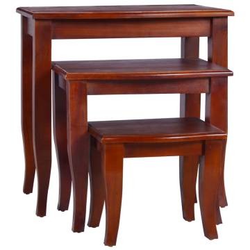 Nesting Side Tables - 3 pcs Classical Brown Solid Wood Mahogany