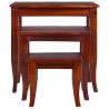 Nesting Side Tables - 3 pcs Classical Brown Solid Wood Mahogany