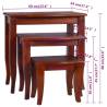 Nesting Side Tables - 3 pcs Classical Brown Solid Wood Mahogany