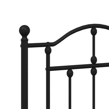 Robust Black Metal Bed Frame with Headboard - 183x213 cm