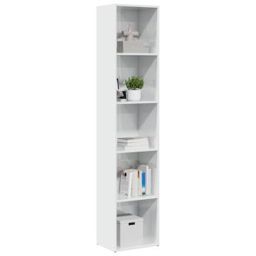 High Gloss White Bookcase - Modern Engineered Wood Storage