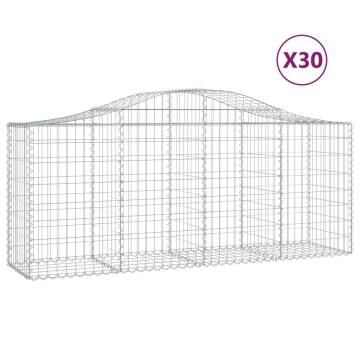 Arched Gabion Baskets - 30 pcs Galvanised Iron Garden Barriers