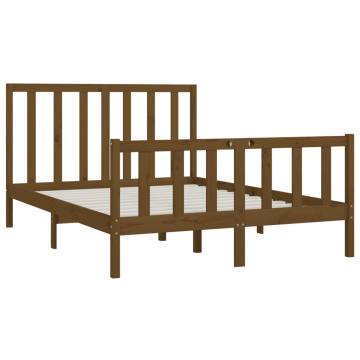 Honey Brown Solid Wood King Size Bed Frame 150x200 cm