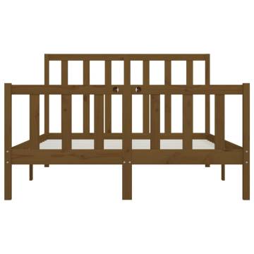 Honey Brown Solid Wood King Size Bed Frame 150x200 cm