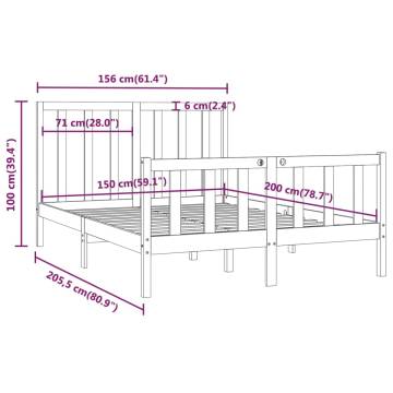 Honey Brown Solid Wood King Size Bed Frame 150x200 cm