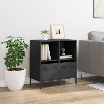 Black Sideboard 68x39x73.5 cm - Durable Cold-Rolled Steel