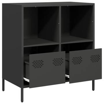 Black Sideboard 68x39x73.5 cm - Durable Cold-Rolled Steel