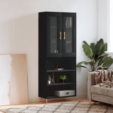 Stylish Highboard Black 69.5x34x180 cm Engineered Wood