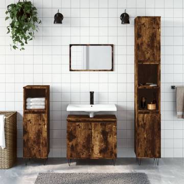 3 Piece Bathroom Furniture Set - Smoked Oak | HipoMarket