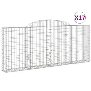 Arched Gabion Baskets - 17 pcs, Galvanised Iron | Hipo Market