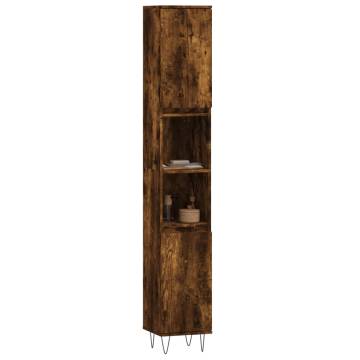 Bathroom Cabinet Smoked Oak 30x30x190 cm | HipoMarket