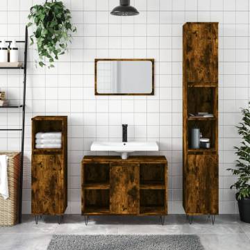 3 Piece Bathroom Furniture Set - Smoked Oak | Hipo Market