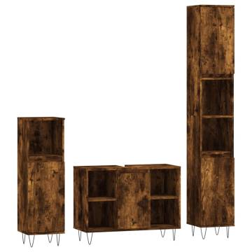 3 Piece Bathroom Furniture Set - Smoked Oak | Hipo Market