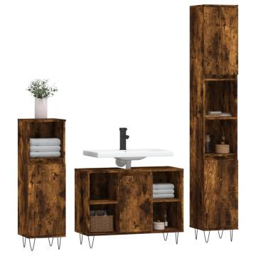 3 Piece Bathroom Furniture Set - Smoked Oak | Hipo Market