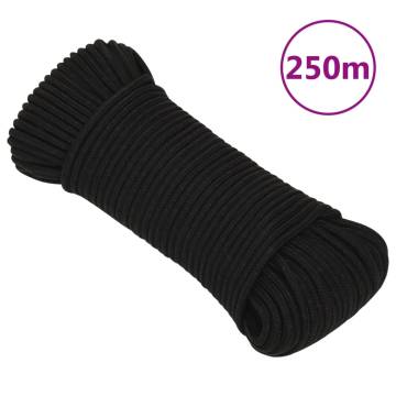 Work Rope Black 5mm - Durable Polyester 250m for Home & Garden