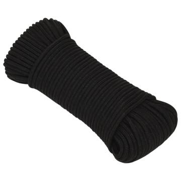 Work Rope Black 5mm - Durable Polyester 250m for Home & Garden