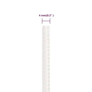 Boat Rope Full White 4mm 100m - Durable Polypropylene | HiPoMarket