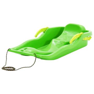 Durable Green Sledge with Brakes - 87x40x18 cm Polypropylene