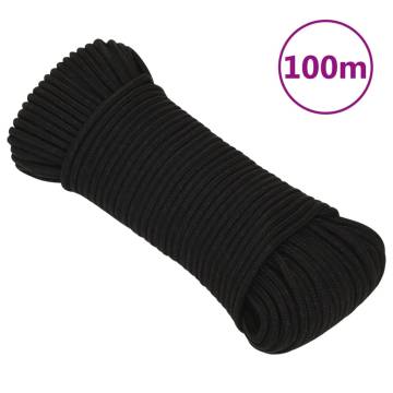 Durable 3mm Black Work Rope - 100m Polyester | HiPo Market