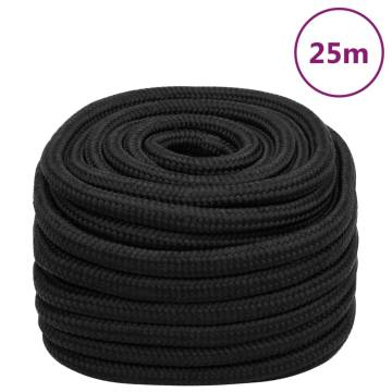 Boat Rope Full Black 20mm 25m Polypropylene - Durable & Versatile