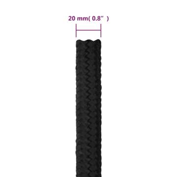 Boat Rope Full Black 20mm 25m Polypropylene - Durable & Versatile