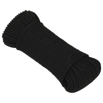 Durable 5 mm Black Polyester Work Rope - 100 m | HiPoMarket