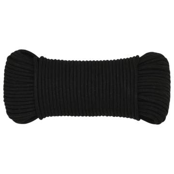 Durable 5 mm Black Polyester Work Rope - 100 m | HiPoMarket