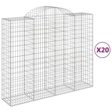 Arched Gabion Baskets - 20 pcs Galvanised Iron | HipoMarket