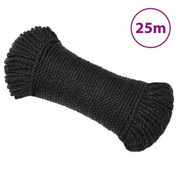 Durable Black 3mm Work Rope - 25m Polypropylene for Versatile Use