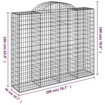 Arched Gabion Baskets - 20 pcs Galvanised Iron | HipoMarket