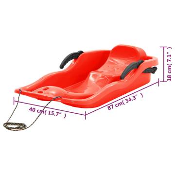 Sledge with Brakes - Red 87x40 cm | Durable Snow Fun