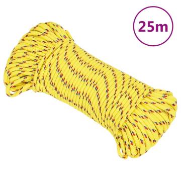 Durable Yellow Boat Rope 4mm x 25m - Polypropylene