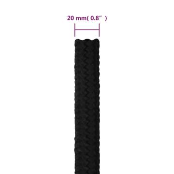 Work Rope Black 20mm 50m Polyester - Durable & Versatile