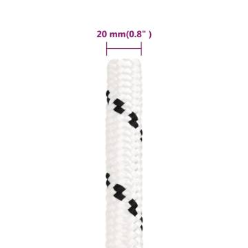 Braided Boat Rope White 20mm x 100m | Durable Polyester Rope