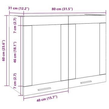 Hanging Glass Cabinet in Artisian Oak - 80x31x60 cm