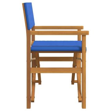 Folding Directors Chair - Blue Solid Wood Teak | HipoMarket