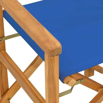 Folding Directors Chair - Blue Solid Wood Teak | HipoMarket