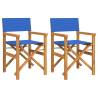 Folding Directors Chairs 2 pcs Blue Solid Wood Teak | HipoMarket