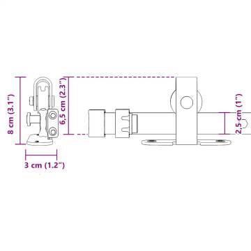 Sliding Cabinet Door Kit 183 cm | Durable Carbon Steel