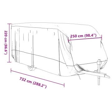 Caravan Cover Grey 732x250x220 cm - All-Weather Protection