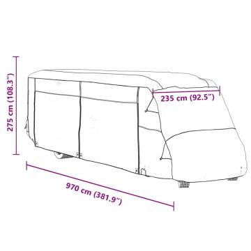 Motorhome Covers Grey 970x235x275 cm | All-Weather Protection