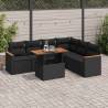  7 Piece Garden Sofa Set with Cushions Black Poly Rattan Acacia Colour black Model with storage Number of 1 